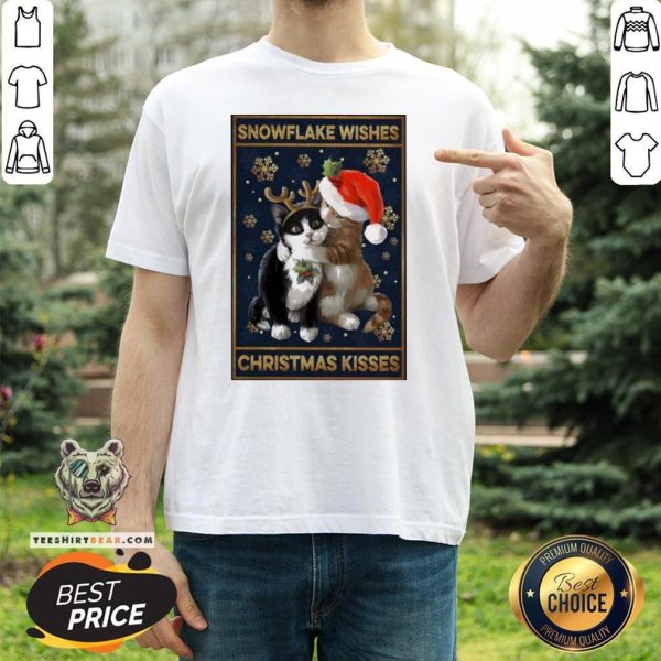 Pretty Cats Snowflake Wishes Christmas Kisses Shirt