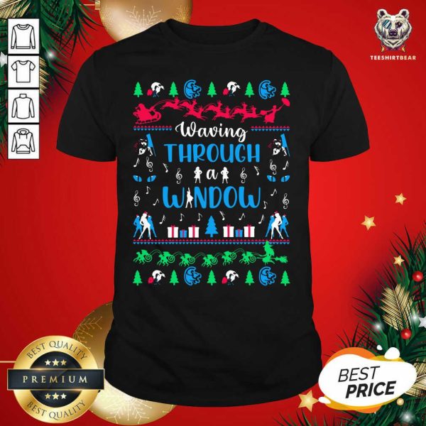 Pretty Waving Through Window Ugly Merry Christmas Shirt