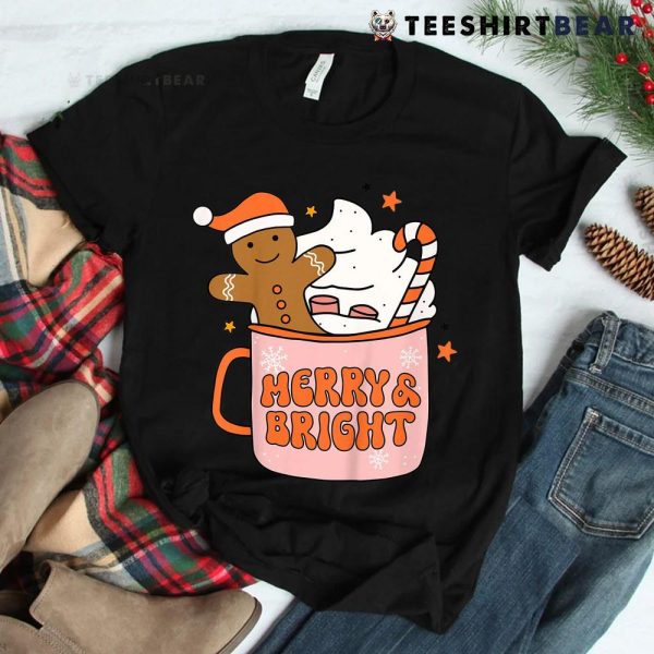 Retro Groovy Merry And Bright Gingerbread Christmas Shirt