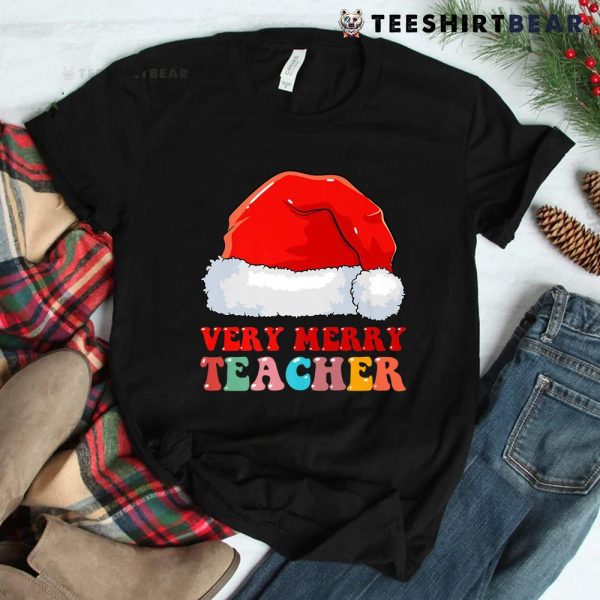 Roovy Santa Christmas Pajama Xmas Very Merry Teacher Shirt