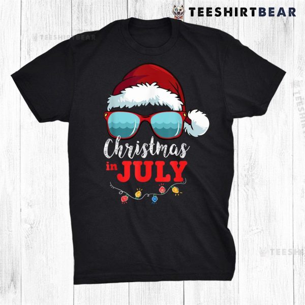 Santa Hat Sunglasses Summer Christmas In July Shirt