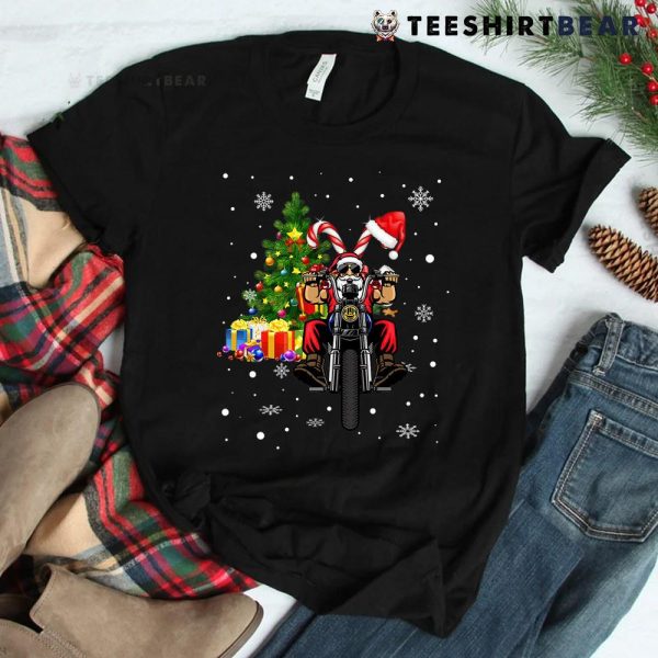 Santa On Motorcycle Biker Christmas Motorbike Shirt