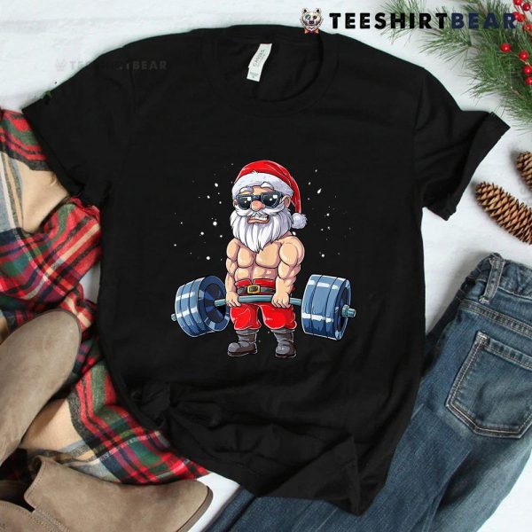 Santa Weightlifting Christmas Fitness Gym Deadlift Xmas Shirt