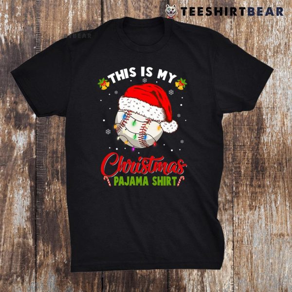 This Is My Christmas Pajama Shirt Baseball Christmas Lights Shirt