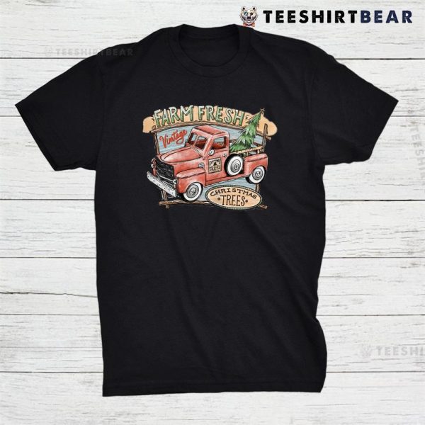 Vintage Farm Fresh Christmas Trees Red Truck Shirt