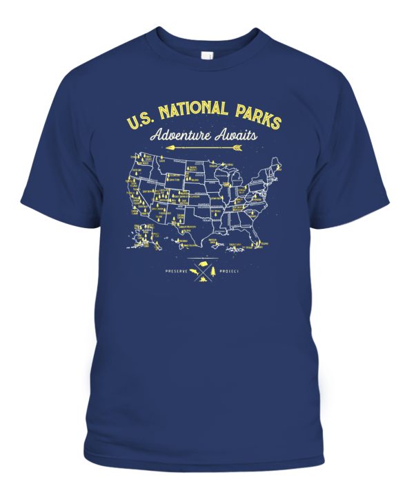 62 National Parks Map Gifts US Park Vintage Camping Hiking T-Shirt