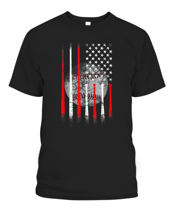 Baseball USA Flag American Flag Vintage T-Shirt