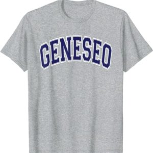Geneseo NY New York Varsity Style Navy Blue Text T-Shirt
