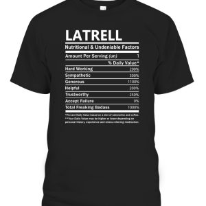 Latrell Name T Shirt – Latrell Nutritional and Undeniable Name Factors Gift Item Tee T-Shirt