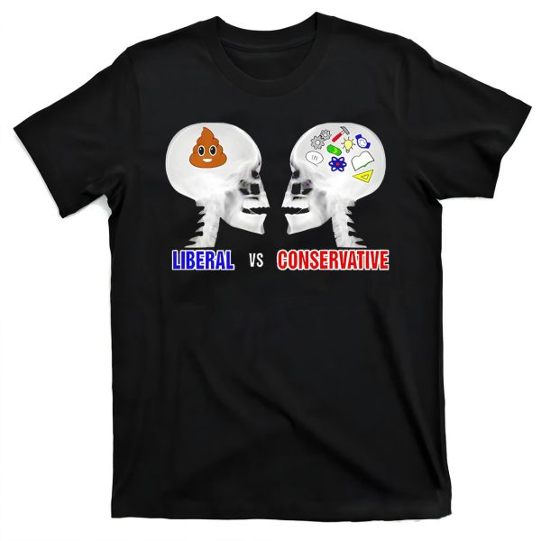 Liberal Brain Vs Conservative Brain Skulls Shirt