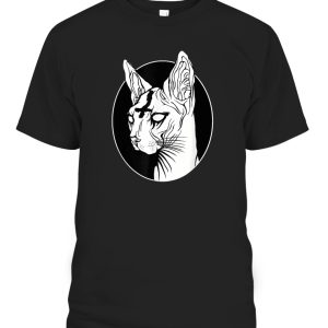 Occult Black-Metal Sphynx Cat I Goth and Death-Metal Graphic T-ShirT