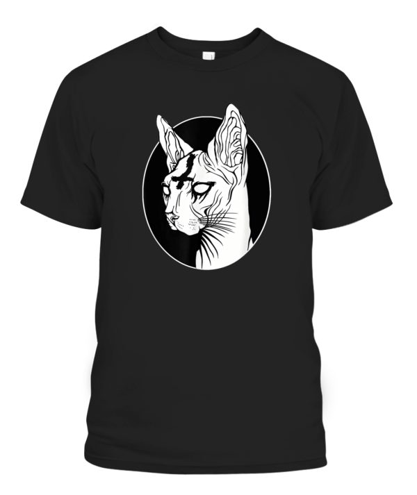 Occult Black-Metal Sphynx Cat I Goth and Death-Metal Graphic T-ShirT