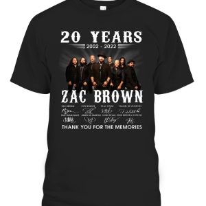 Official Zac Brown 20 Years 2002-2022 Signatures Thank You For The Memories Shirt