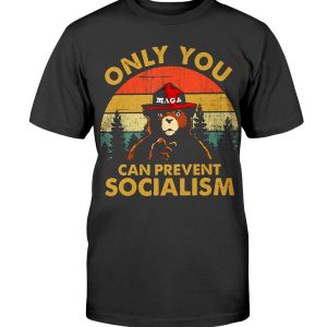 Only You Can Prevent Socialism Bear Camping Vintage T-Shirt