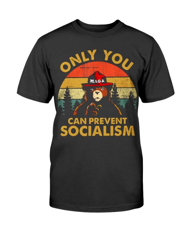 Only You Can Prevent Socialism Bear Camping Vintage T-Shirt