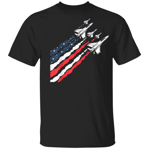 Patriotic Fighter Jet Airplane American Flag Vintage T-Shirt