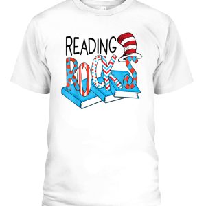 Reading Rocks Book Teacher Red White Stripe Students Kids T-Shirt
