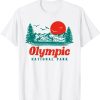Retro Olympic National Park Mountain Trees & Sun Graphic T-Shirt