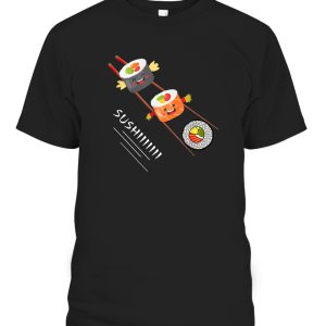 Sushi Sliding On Chopsticks Funny Kawaii Anime Japanese food T-Shirt