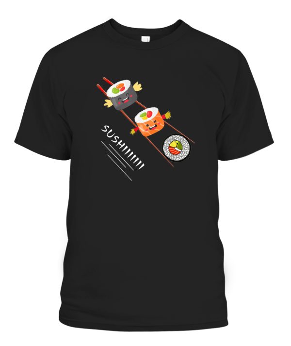 Sushi Sliding On Chopsticks Funny Kawaii Anime Japanese food T-Shirt