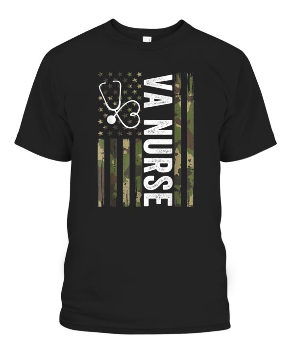 VA Nurse Camouflage American Flag Patriotic Nurse Week 2022 T-Shirt