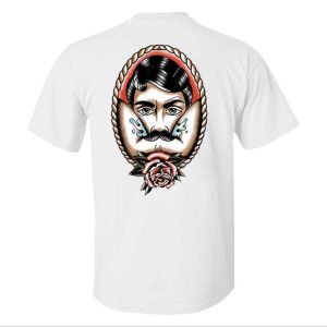 Vintage Rose with Beard Man in the Mirror Print Men’s T-shirt