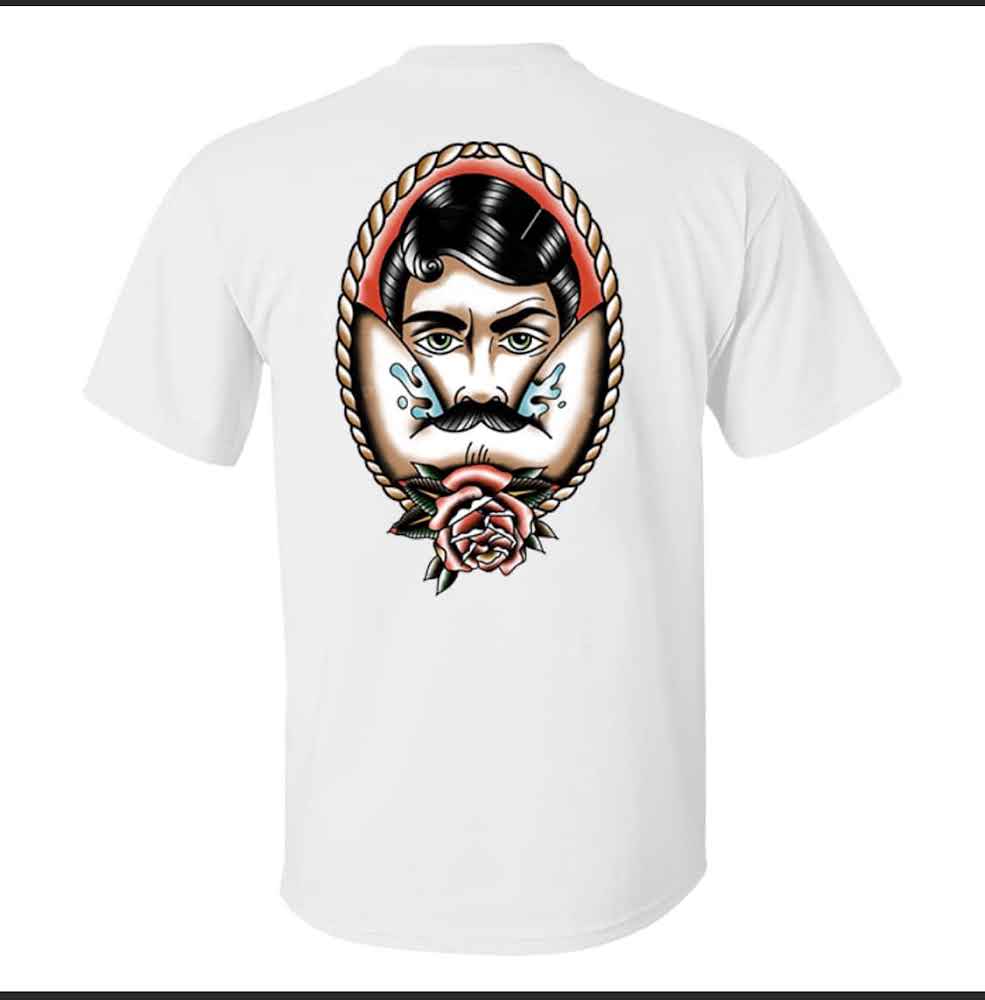 Vintage Rose with Beard Man in the Mirror Print Men's T-shirt Vintage Rose with Beard Man in the Mirror Print Men's T-shirt