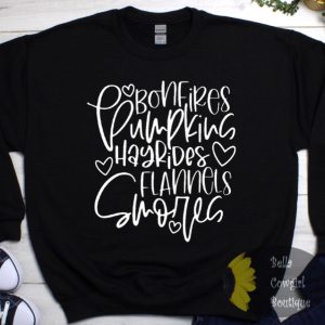 Bonefires Pumpkins Hayrides Flannels Smores Fall Sweatshirt
