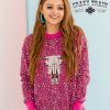 Steer Skull Pink Leopard Western Hot Head Crazy Train Sweater