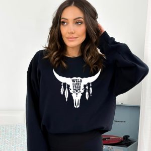 Wild And Free Steer Skull Western Sweatshirt