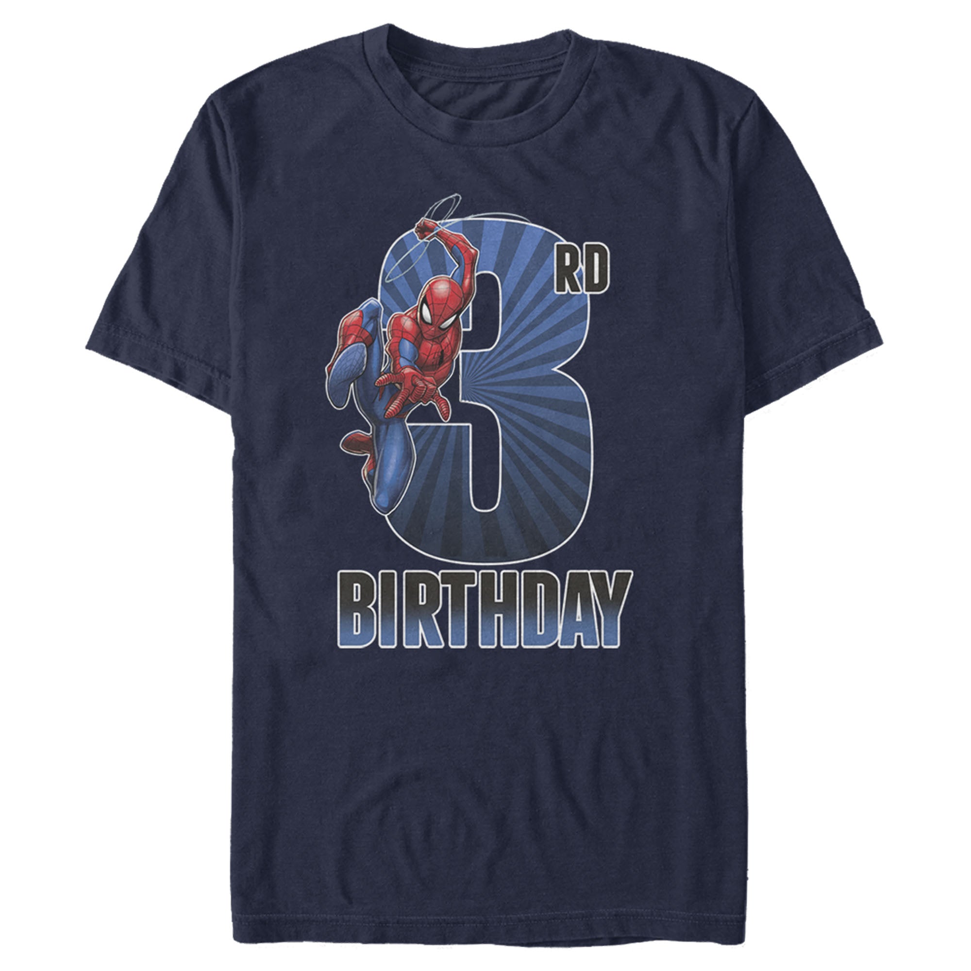 Men's Marvel Spider-Man Swinging 3rd Birthday T-Shirt Men's Marvel Spider-Man Swinging 3rd Birthday T-Shirt