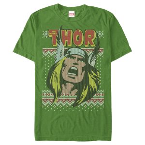 Men’s Marvel Thor Retro Comic Holiday Ugly Sweater T-Shirt