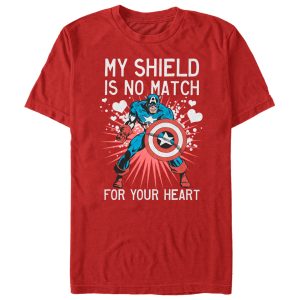 Men’s Marvel Valentine Captain America No Shield For Heart T-Shirt