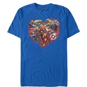 Men’s Marvel Valentine’s Day Avenger Heart Collage T-Shirt