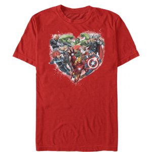 Men’s Marvel Valentine’s Day Avenger Heart Collage T-Shirt
