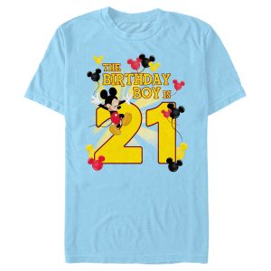 Men’s Mickey & Friends The Birthday Boy Is 21 T-Shirt