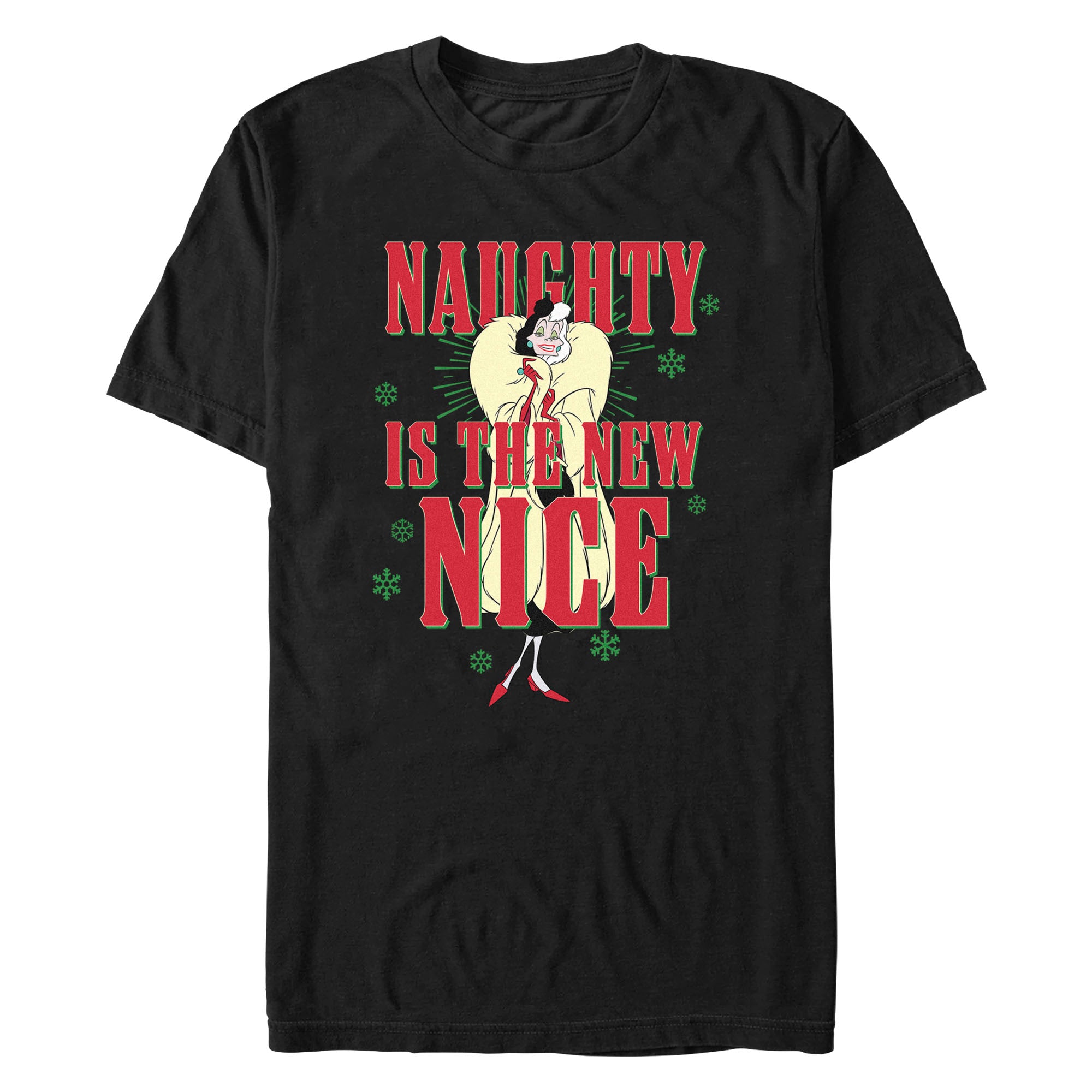 Men's One Hundred and One Dalmatians Villains Cruella Naughty Is The New Nice T-Shirt Men's One Hundred and One Dalmatians Villains Cruella Naughty Is The New Nice T-Shirt