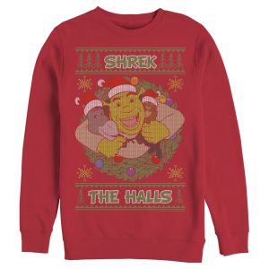 Men’s Shrek Ugly Christmas Deck the Halls Sweatshirt