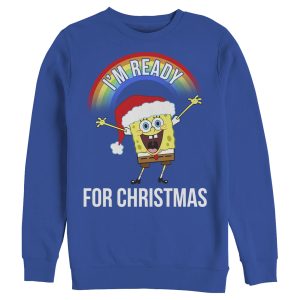 Men’s SpongeBob SquarePants Christmas I’m Ready Rainbow Sweatshirt