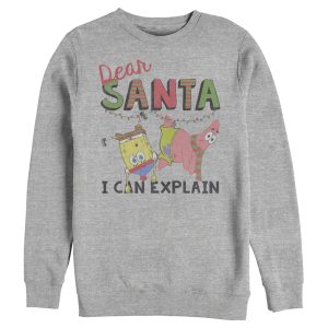 Men’s SpongeBob SquarePants Christmas Santa Can Explain Sweatshirt