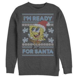 Men’s SpongeBob SquarePants Ugly Christmas Ready Santa Sweatshirt