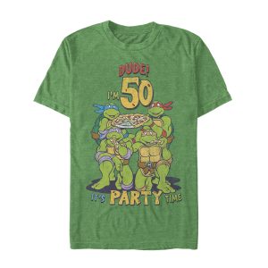 Men’s Teenage Mutant Ninja Turtles 50th Birthday Pizza Party T-Shirt
