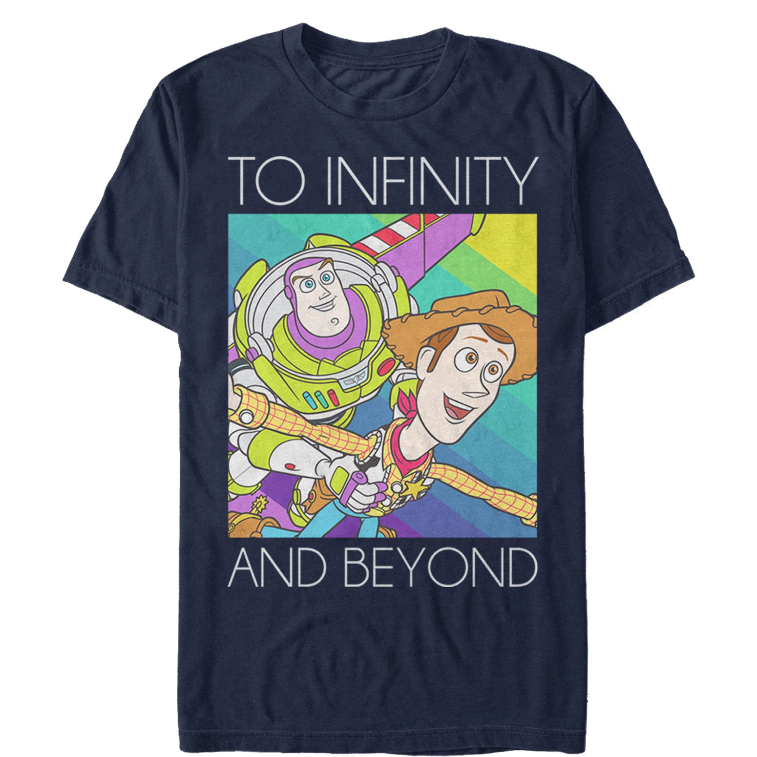 Men's Toy Story Infinity and Beyond Rainbow T-Shirt Men's Toy Story Infinity and Beyond Rainbow T-Shirt