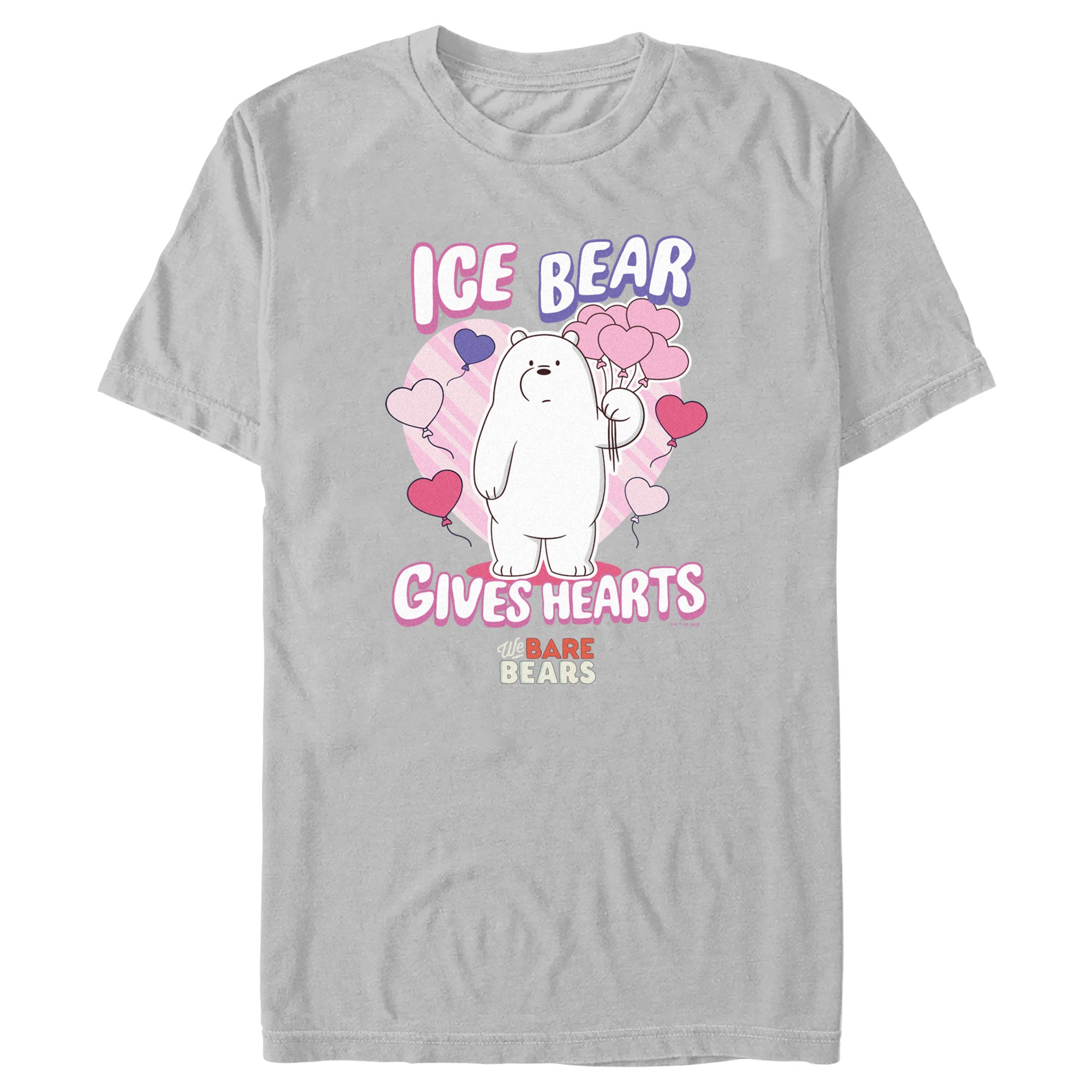 Men's We Bare Bears Valentine's Day Ice Bear Gives Hearts T-Shirt Men's We Bare Bears Valentine's Day Ice Bear Gives Hearts T-Shirt