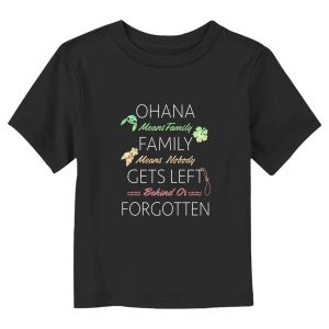 Toddler’s Lilo & Stitch Sleek Ohana means Family Quote T-Shirt