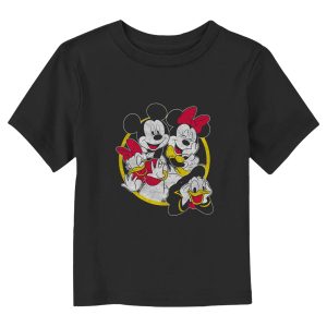 Toddler’s Mickey & Friends Distressed Friend Group Circle T-Shirt