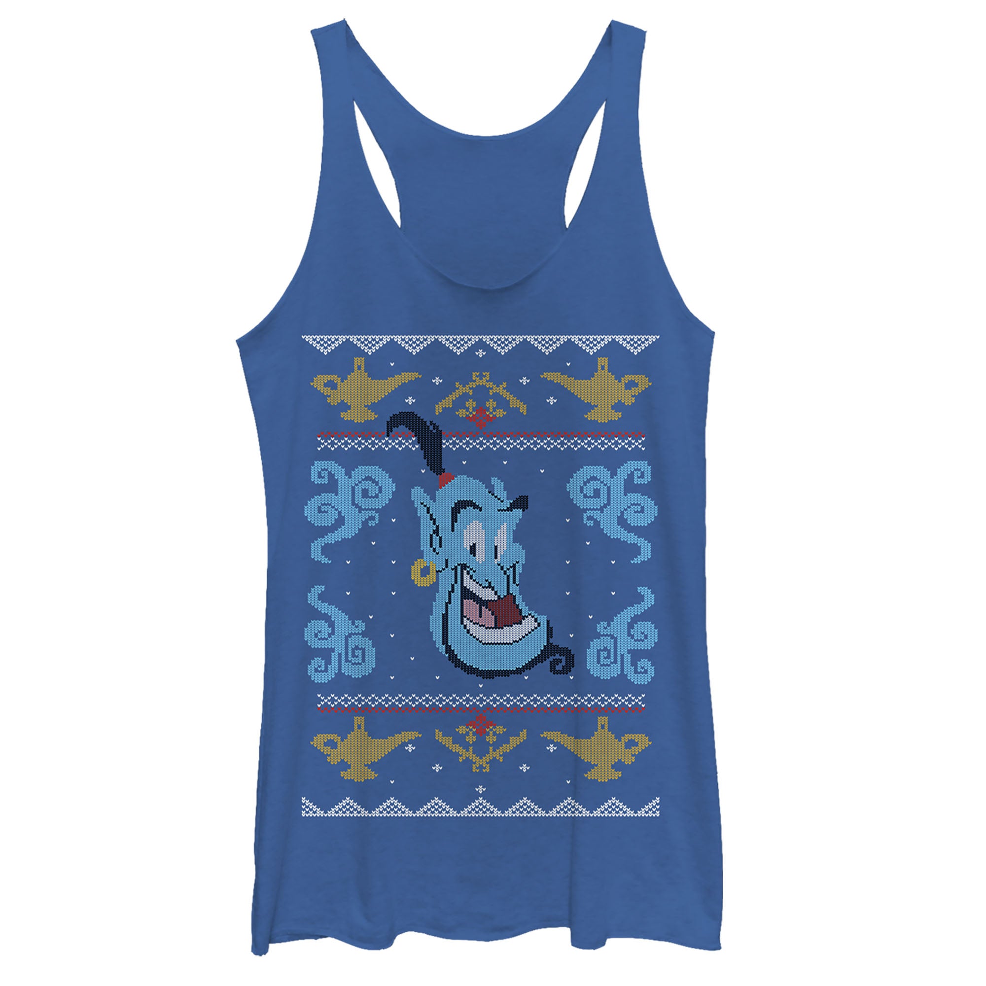 Women's Aladdin Ugly Christmas Genie Pattern Racerback Tank Top Women's Aladdin Ugly Christmas Genie Pattern Racerback Tank Top