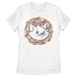 Women’s Aristocats Floral Marie White Kitten T-Shirt