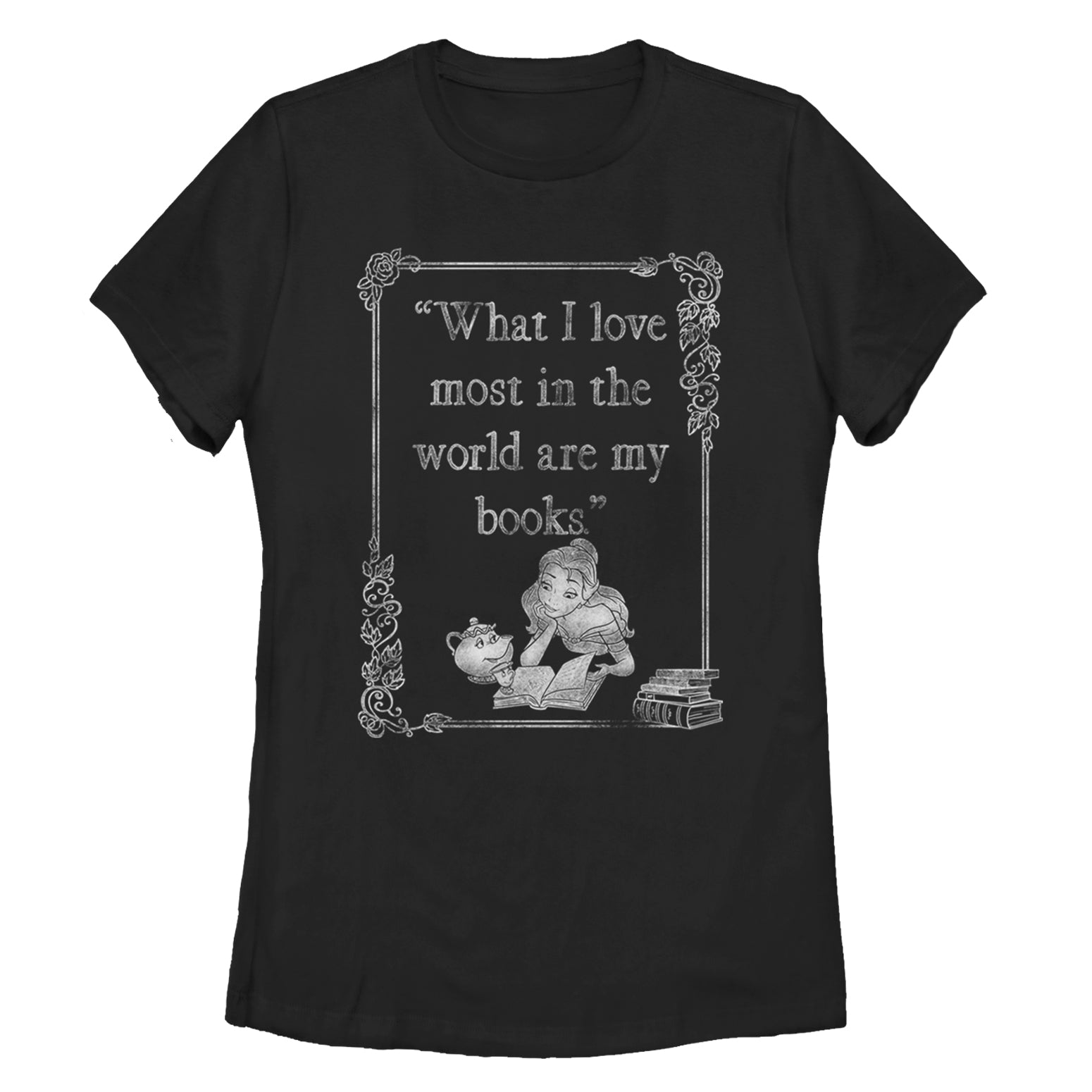 Women's Beauty and the Beast Belle Loves Books T-Shirt Women's Beauty and the Beast Belle Loves Books T-Shirt