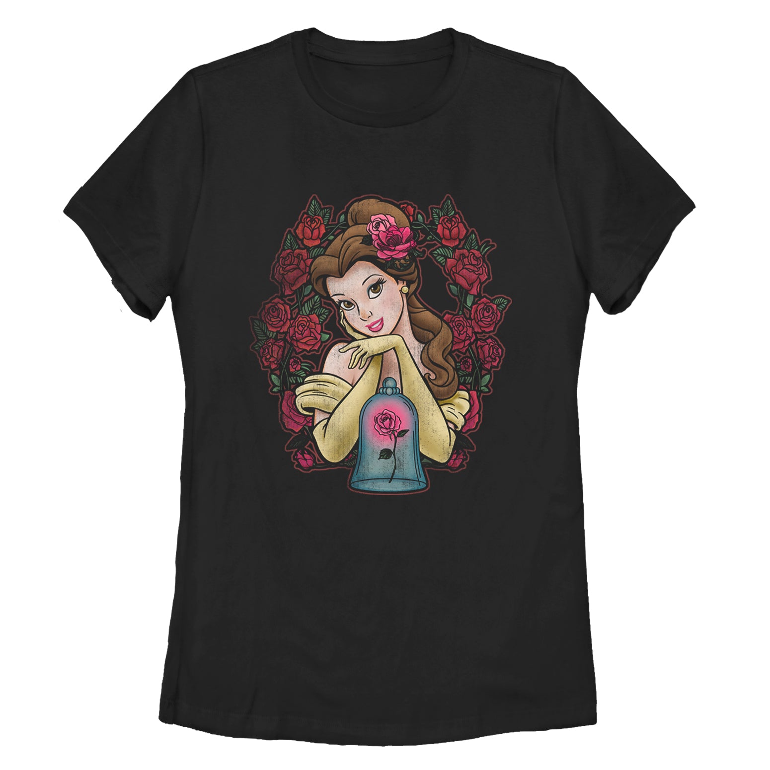 Women's Beauty and the Beast Belle Rose Wreath T-Shirt Women's Beauty and the Beast Belle Rose Wreath T-Shirt